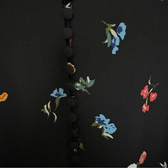 Sézane Heloise Blouse Boudoir Black Floral Long Sleeve Button Front Top US 6 Med - Picture 5 of 9